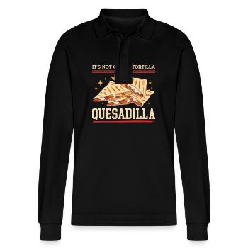 Quesadilla Tortilla Quesadillas Gift - Stanley/Stella Organic Unisex Long-Sleeved Polo Shirt Prepster - black - Front - Anna (173cm) & Nico (186cm)