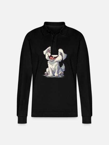 Akbash Gift | Cartoon Artwork - Stanley/Stella Organic Unisex Long-Sleeved Polo Shirt Prepster - black