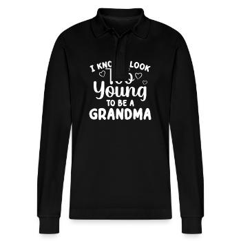 Drôle de grand-mère à être de l’art pour grand-mère Grammy - Polo à manches longues bio PREPSTER Stanley/Stella Unisexe - noir - Devant - Anna (173cm) & Nico (186cm)