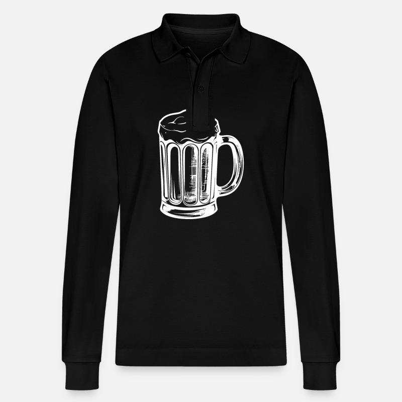 Bier Bierkrug - Stanley/Stella Unisex Bio-Langarm-Poloshirt Prepster - Schwarz