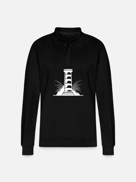 Lighthouse Silhouette - Stanley/Stella Organic Unisex Long-Sleeved Polo Shirt Prepster - black