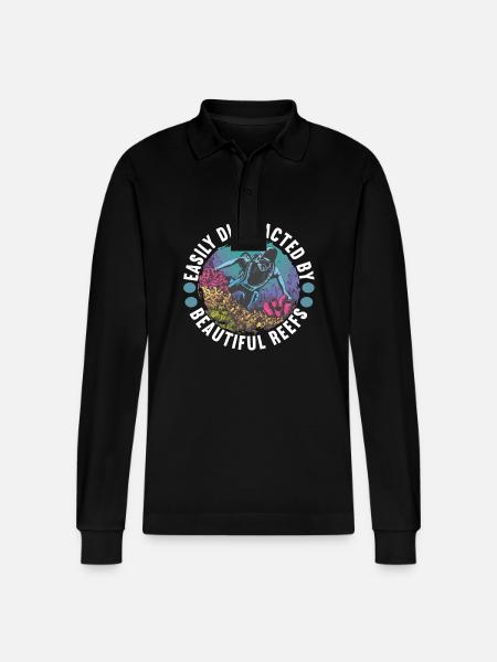 Marine Biology Marine Biologist - Stanley/Stella Organic Unisex Long-Sleeved Polo Shirt Prepster - black