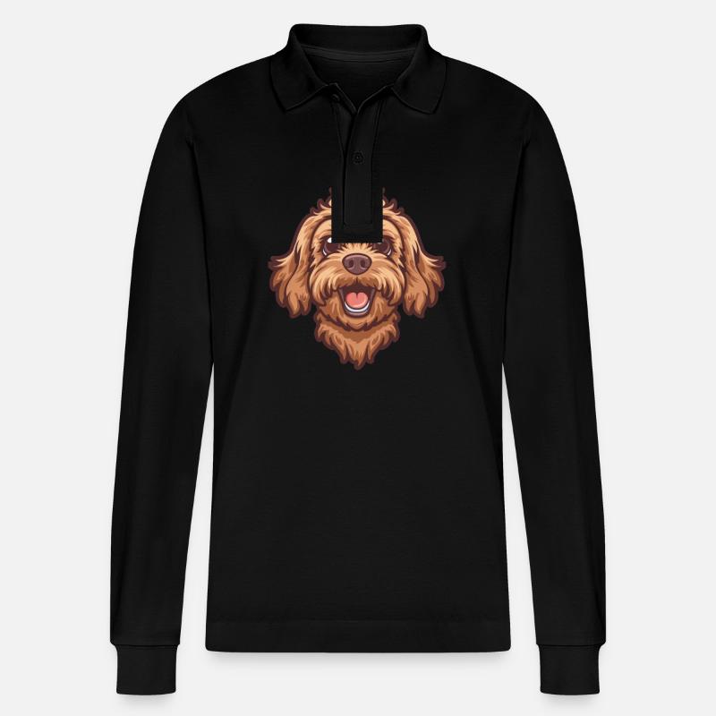 Cavapoo | Cavoodle | Cartoon Artwork - Stanley/Stella Unisex Bio-Langarm-Poloshirt Prepster - Schwarz