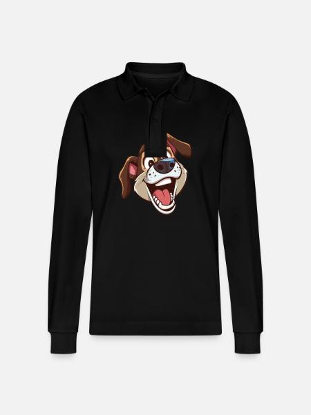 Drever Cartoon Artwork - Stanley/Stella Organic Unisex Long-Sleeved Polo Shirt Prepster - black