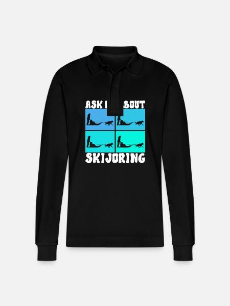 Sledding Sled dogs - Stanley/Stella Organic Unisex Long-Sleeved Polo Shirt Prepster - black