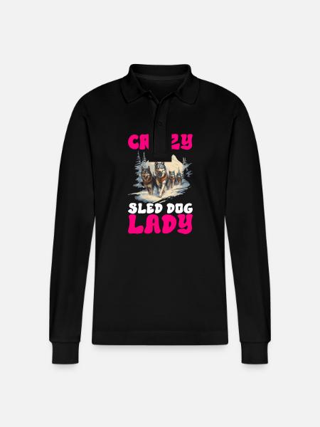 Sledding Sled dogs - Stanley/Stella Organic Unisex Long-Sleeved Polo Shirt Prepster - black