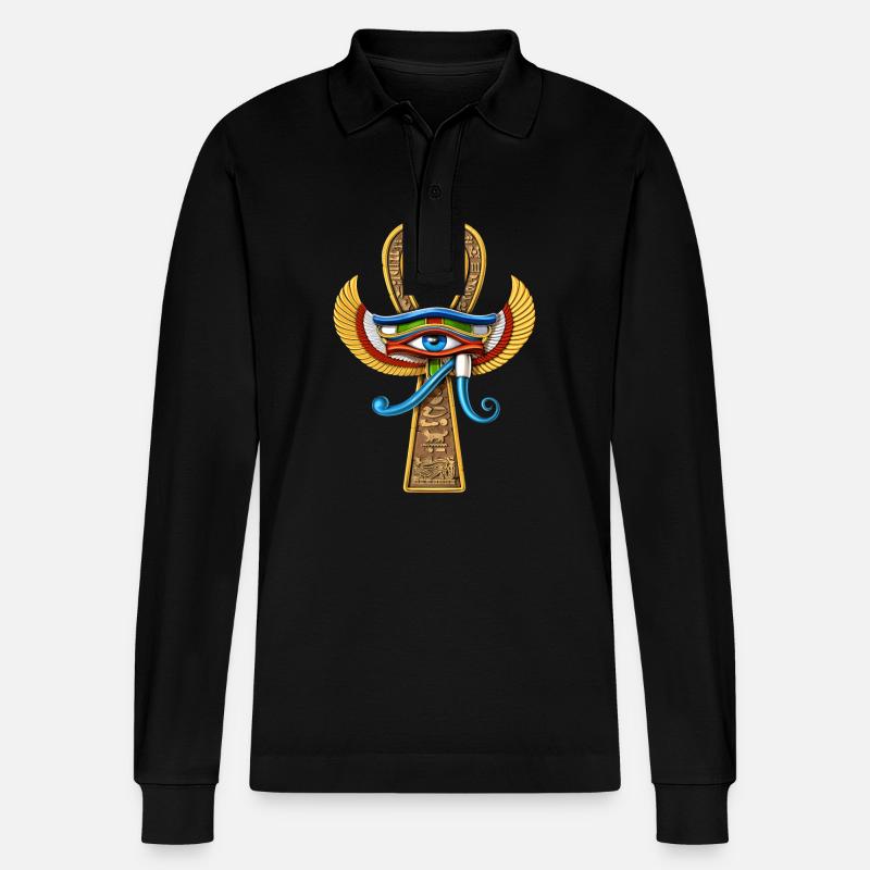 Oeil Egyptien D’Horus Ankh - Polo à manches longues bio PREPSTER Stanley/Stella Unisexe - noir