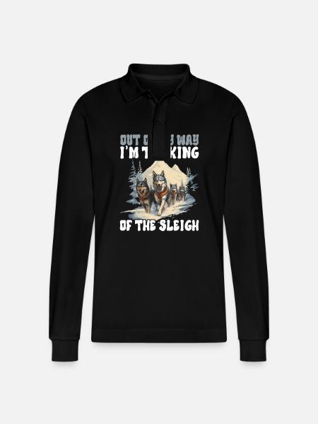 Sledding Sled dogs - Stanley/Stella Organic Unisex Long-Sleeved Polo Shirt Prepster - black