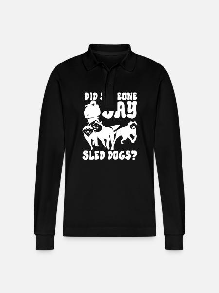 Sledding Sled dogs - Stanley/Stella Organic Unisex Long-Sleeved Polo Shirt Prepster - black