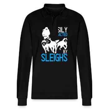 Sledding Sled dogs - Stanley/Stella Organic Unisex Long-Sleeved Polo Shirt Prepster - black - Front - Anna (173cm) & Nico (186cm)