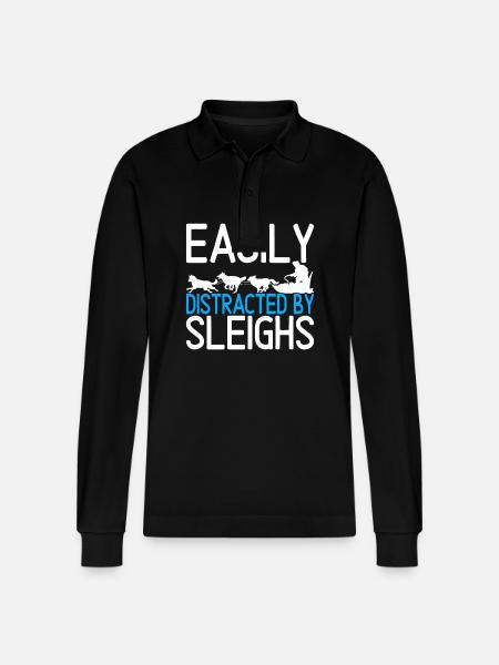 Sledding Sled dogs - Stanley/Stella Organic Unisex Long-Sleeved Polo Shirt Prepster - black