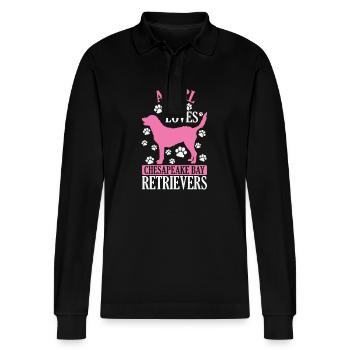A Girl who loves Chesapeake Bay Retrievers - Stanley/Stella Unisex Bio-Langarm-Poloshirt Prepster - Schwarz - Vorne - Anna (173cm) & Nico (186cm)