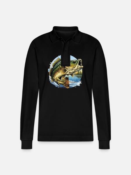 Bass Fish - Stanley/Stella Organic Unisex Long-Sleeved Polo Shirt Prepster - black