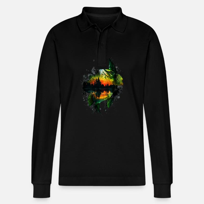 Barsch-Fisch - Stanley/Stella Unisex Bio-Langarm-Poloshirt Prepster - Schwarz