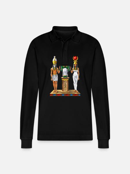 Ancient Egyptian Holy Trinity - Stanley/Stella Organic Unisex Long-Sleeved Polo Shirt Prepster - black