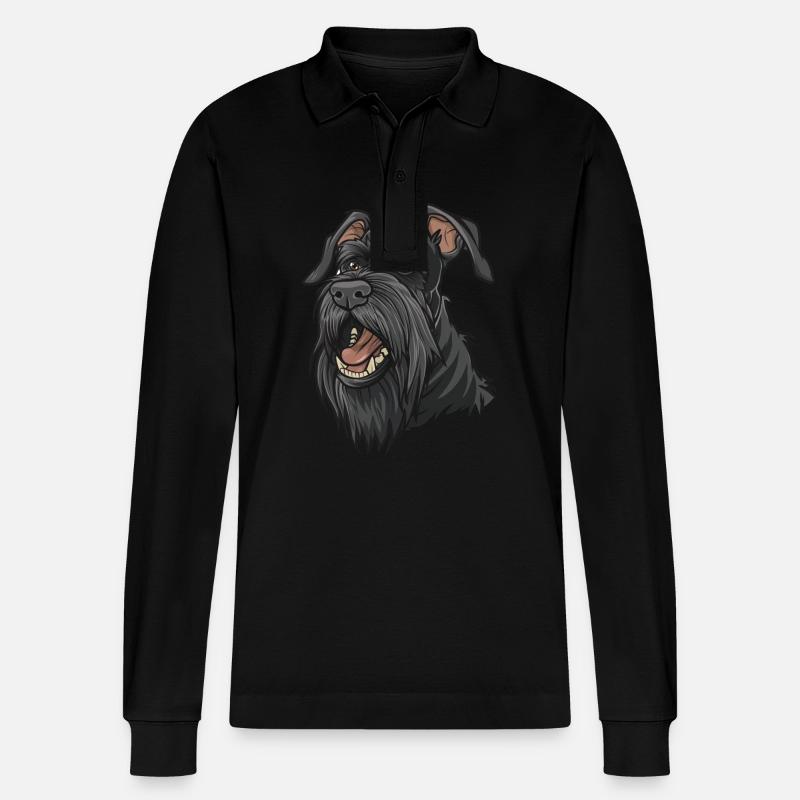 Schnauzer géant | Schnauzer géant | Caricature - Polo à manches longues bio PREPSTER Stanley/Stella Unisexe - noir