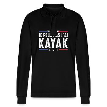 I Can't I Kayak Kayaker Canoeist Paddle - Stanley/Stella Organic Unisex Long-Sleeved Polo Shirt Prepster - black - Front - Anna (173cm) & Nico (186cm)