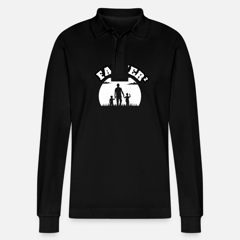 Father² 2 Sons White - Stanley/Stella Unisex Bio-Langarm-Poloshirt Prepster - Schwarz