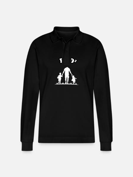 Dad² 2 Children White - Stanley/Stella Organic Unisex Long-Sleeved Polo Shirt Prepster - black