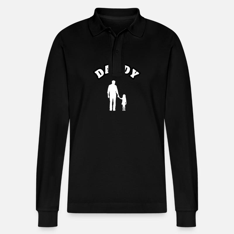 Daddy Daughter Kid White - Stanley/Stella Unisex Bio-Langarm-Poloshirt Prepster - Schwarz
