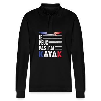 I can't I kayak Kayaker canoeist paddle - Stanley/Stella Organic Unisex Long-Sleeved Polo Shirt Prepster - black - Front - Anna (173cm) & Nico (186cm)