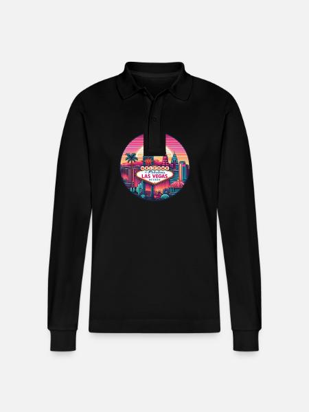 Las Vegas - Stanley/Stella uniseks bio poloshirt met lange mouwen Prepster - zwart