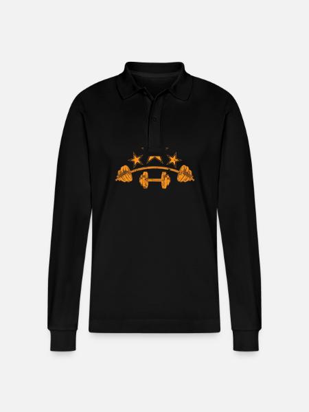 Fitness mit Hanteln - Stanley/Stella Unisex Bio-Langarm-Poloshirt Prepster - Schwarz