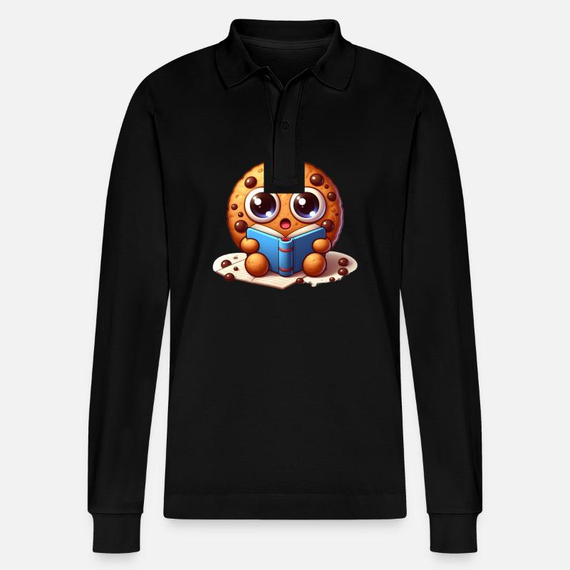 Cookie Bücherwurm - Stanley/Stella Unisex Bio-Langarm-Poloshirt Prepster - Schwarz