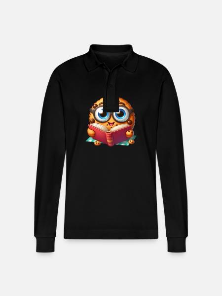 Cookie liest Buch - Stanley/Stella Unisex Bio-Langarm-Poloshirt Prepster - Schwarz