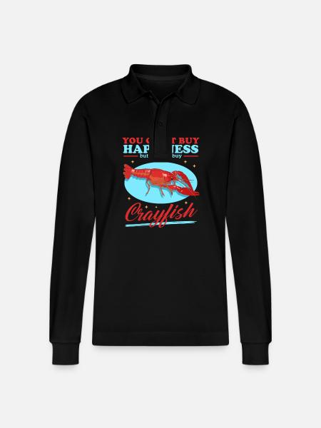 Crayfish Noble Crayfish Seafood Gift - Stanley/Stella Organic Unisex Long-Sleeved Polo Shirt Prepster - black