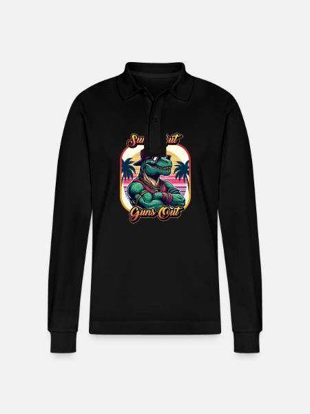 Sun's Out Guns Out - Stanley/Stella Organic Unisex Long-Sleeved Polo Shirt Prepster - black