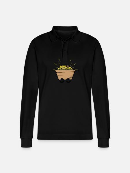 Karren mit Aurum - Stanley/Stella Unisex Bio-Langarm-Poloshirt Prepster - Schwarz