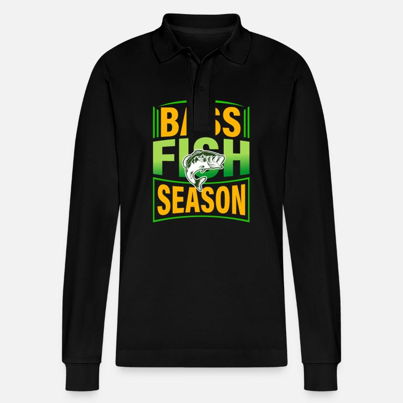 Barschfisch-Saison - Stanley/Stella Unisex Bio-Langarm-Poloshirt Prepster - Schwarz