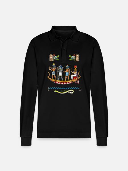 Ancient Egyptian Mythology Gods - Stanley/Stella Organic Unisex Long-Sleeved Polo Shirt Prepster - black