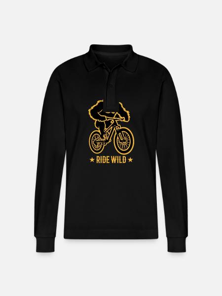 Gorilla Biker Mountain Biker E-Biker Sjove dyr - Stanley/Stella Prepster økologisk unisex langærmet poloshirt - sort