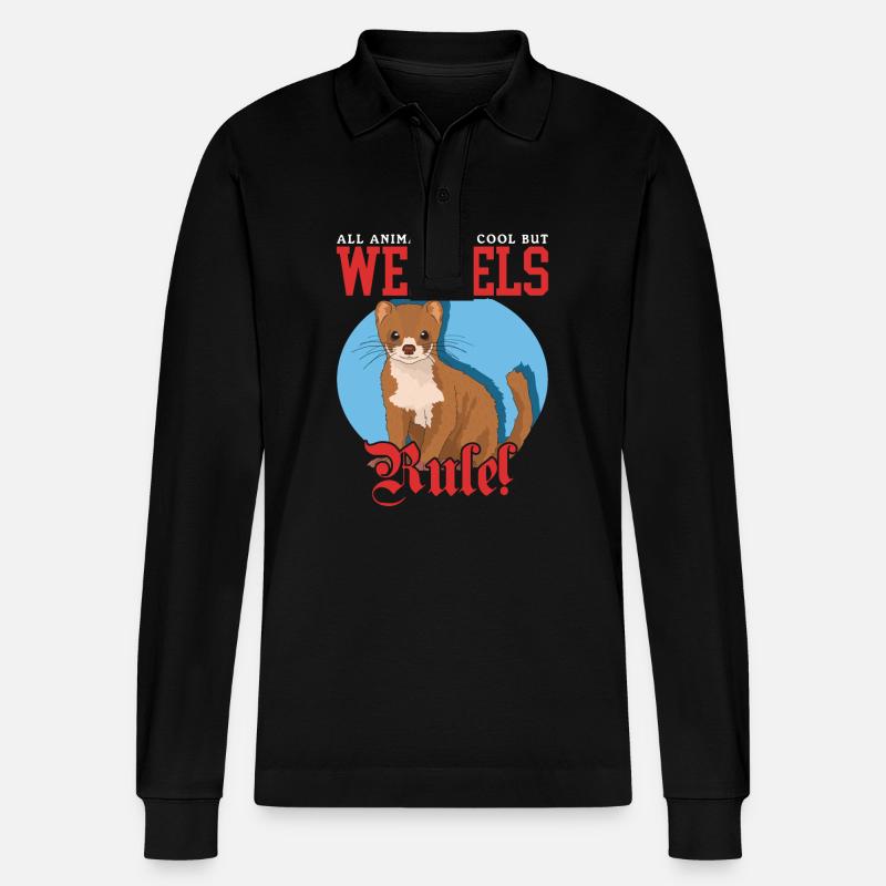Wiesel Mauswiesel Hermännchen Geschenk - Stanley/Stella Unisex Bio-Langarm-Poloshirt Prepster - Schwarz
