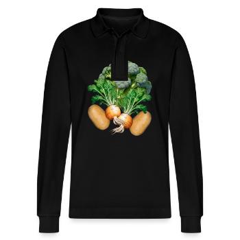 Légumes Cuisine végétarienne Cuisine Vitamines - Polo à manches longues bio PREPSTER Stanley/Stella Unisexe - noir - Devant - Anna (173cm) & Nico (186cm)