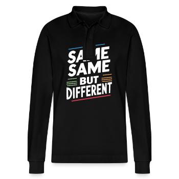 Same Same But different Thailand Traveller Rucksack - Stanley/Stella Unisex Bio-Langarm-Poloshirt Prepster - Schwarz - Vorne - Anna (173cm) & Nico (186cm)