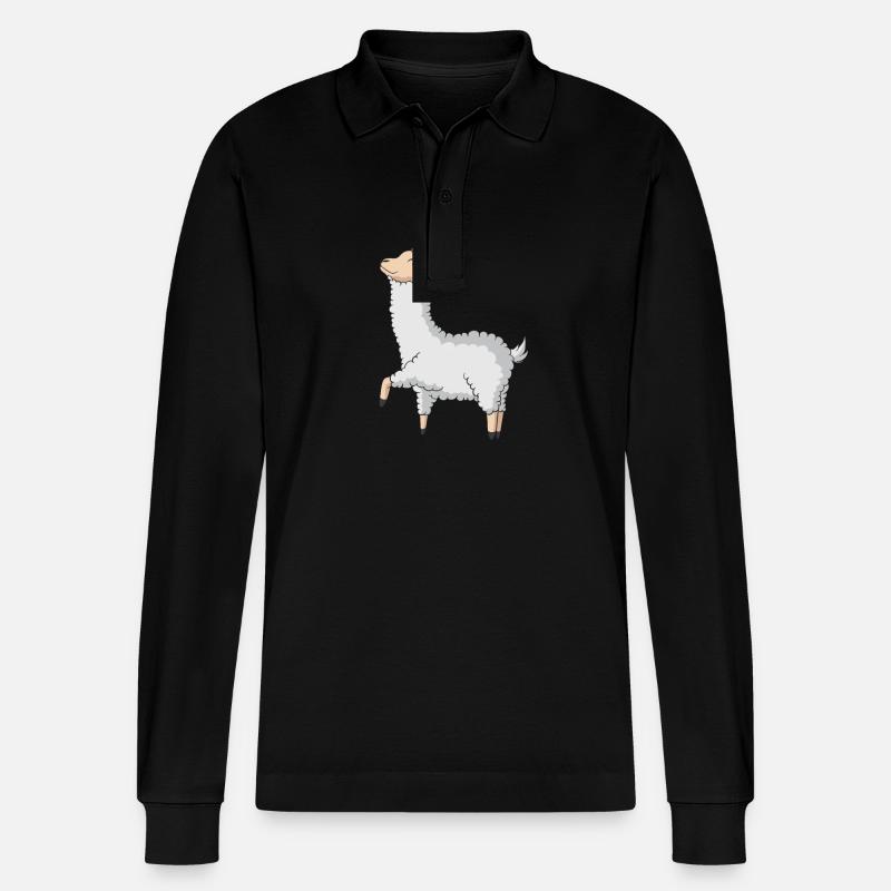 Lama heureux et détendu - Polo à manches longues bio PREPSTER Stanley/Stella Unisexe - noir
