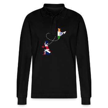 Indien Inder Hindu Stolz Flagge Land I Geschenk - Stanley/Stella Unisex Bio-Langarm-Poloshirt Prepster - Schwarz - Vorne - Anna (173cm) & Nico (186cm)