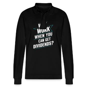 Funny Dividend Investor Financial Independence - Stanley/Stella Organic Unisex Long-Sleeved Polo Shirt Prepster - black - Front - Anna (173cm) & Nico (186cm)