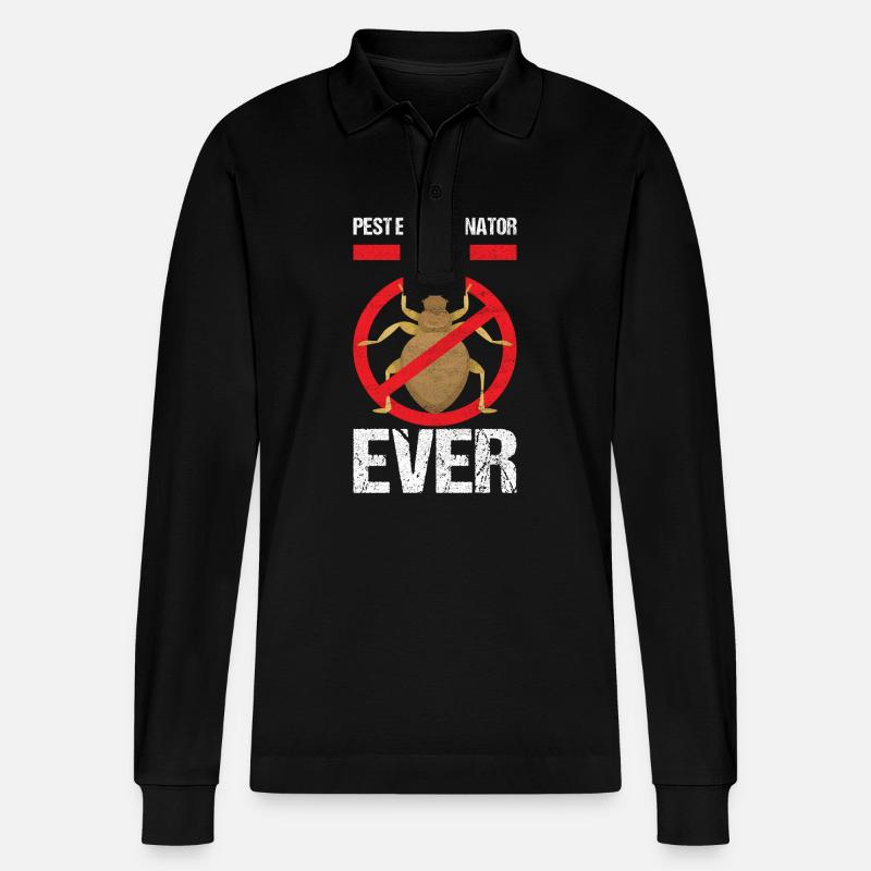 Pest Control Exterminator - Stanley/Stella Organic Unisex Long-Sleeved Polo Shirt Prepster - black
