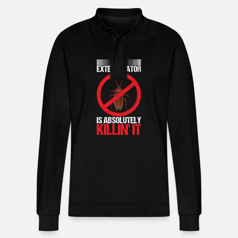 Schädlingsbekämpfung Kammerjäger - Stanley/Stella Unisex Bio-Langarm-Poloshirt Prepster - Schwarz