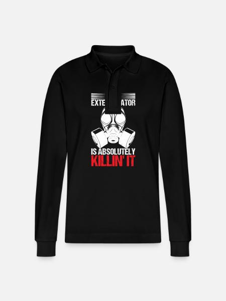 Pest Control Exterminator - Stanley/Stella Organic Unisex Long-Sleeved Polo Shirt Prepster - black