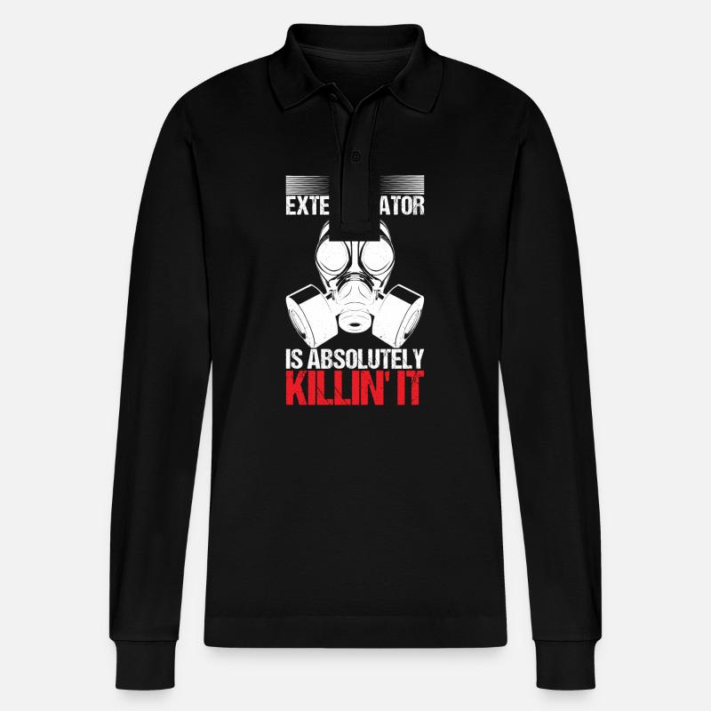 Pest Control Exterminator - Stanley/Stella Organic Unisex Long-Sleeved Polo Shirt Prepster - black