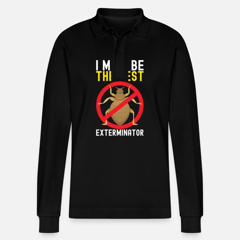 Pest Control Exterminator - Stanley/Stella Organic Unisex Long-Sleeved Polo Shirt Prepster - black