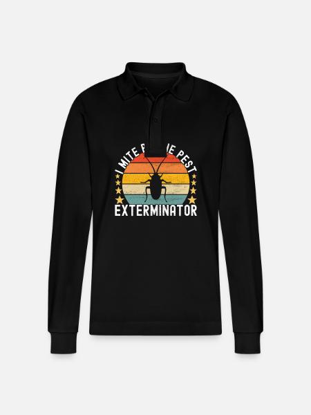 Pest Control Exterminator - Stanley/Stella Organic Unisex Long-Sleeved Polo Shirt Prepster - black