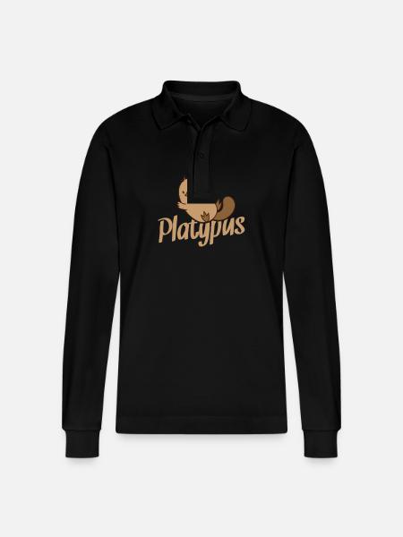 Platypus platypus beckons - Stanley/Stella Organic Unisex Long-Sleeved Polo Shirt Prepster - black