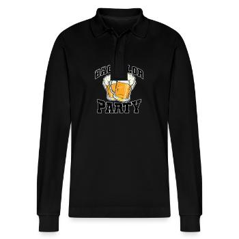 Bachelor Party mit Bier - Stanley/Stella Unisex Bio-Langarm-Poloshirt Prepster - Schwarz - Vorne - Anna (173cm) & Nico (186cm)