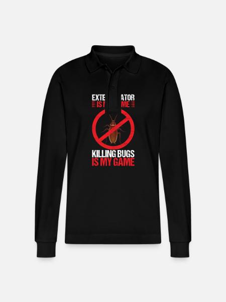 Pest Control Exterminator - Stanley/Stella Organic Unisex Long-Sleeved Polo Shirt Prepster - black